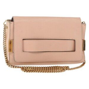Authentic Chloe Chain Shoulder Bag Leather Pink Gold